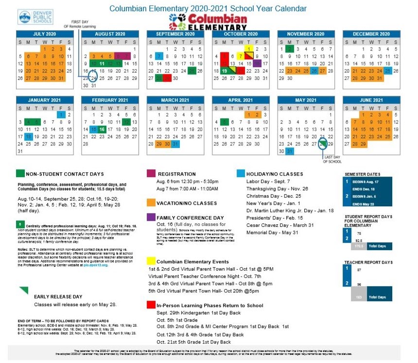 Columbian Elementary » 2020-2021 Calendars